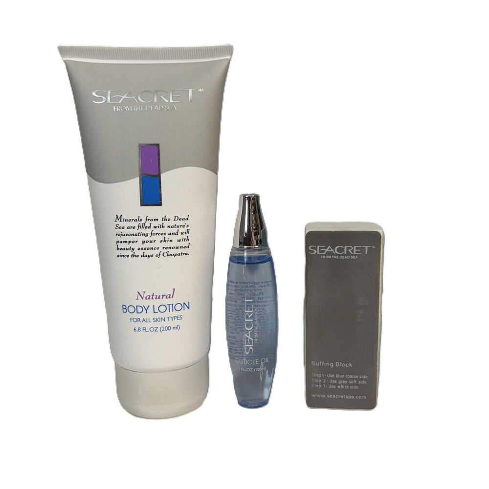 Seacret From The Dead Sea NEW Nail Cuticle Oil Body Lotion Buffer File